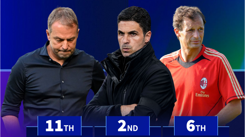 Arteta second, Flick 11th - the top performing managers in Europe this season