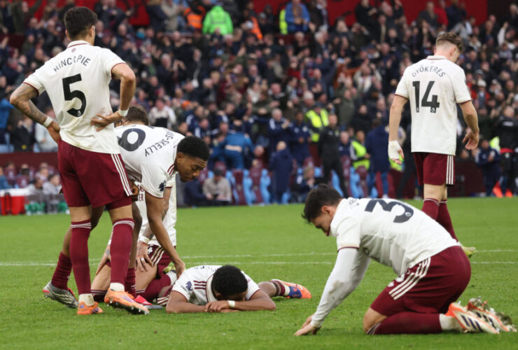 Arsenal title hopes dented in Aston Villa loss without Gabriel or Saliba